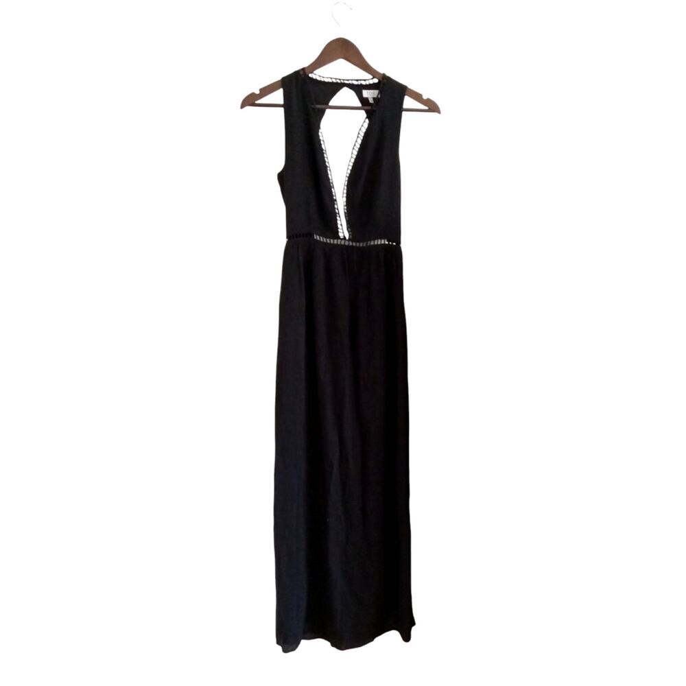 NWT Tobi Lace Low Cut V Neck Black Maxi Dress Size XS